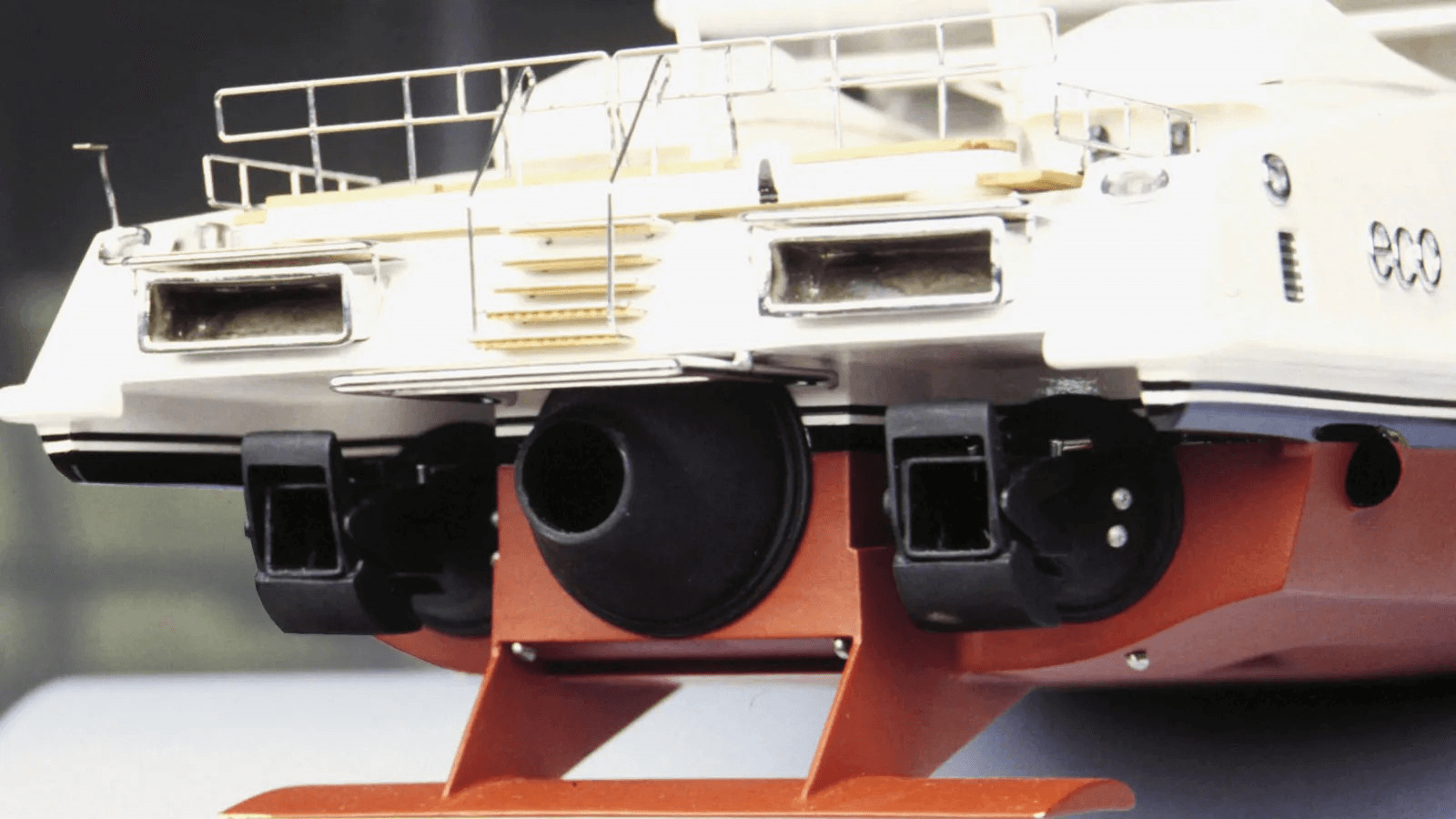 A model of Eco showing the triple water-jet propulsion