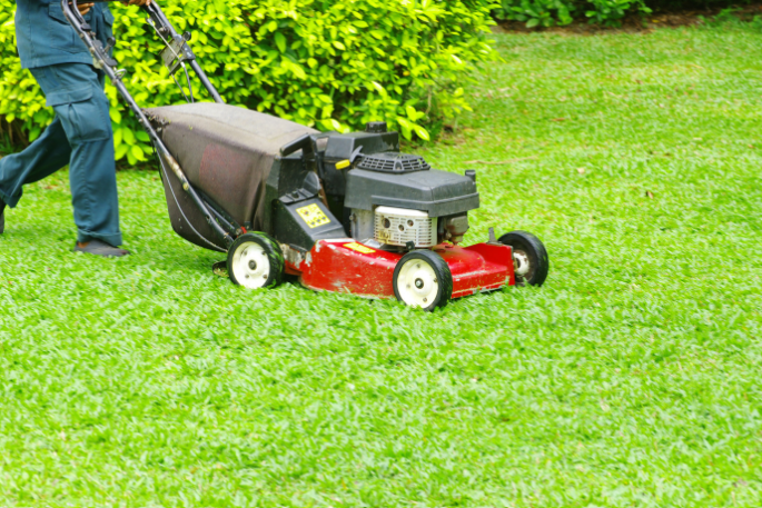 mowing the lawn
