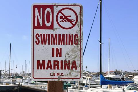 NO Swimming in Marina sign