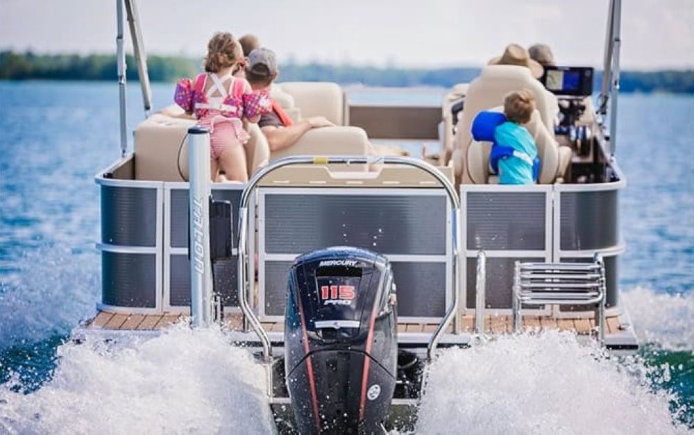 Pontoon boat on the water