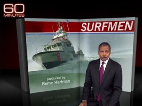 60 Min reporter sitting on a stool reporting a stroy about the USCG