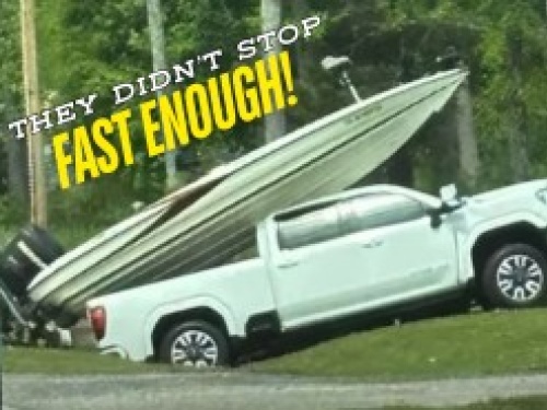 Boat over truck, they didn't stop fast enough
