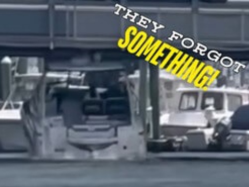 Boat driving under low bridge and hits it