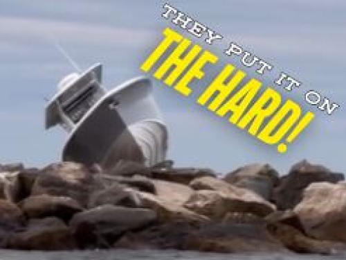 Boat up on the rocks