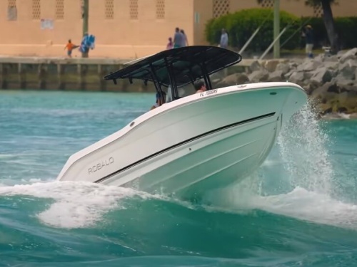 Boat Flying out of haulover inlet