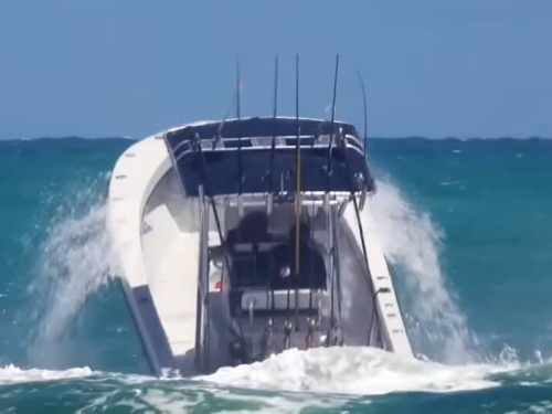 Taking on waves at Haulover