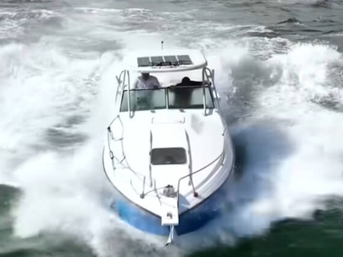 Boat takes on Haulover Inlet