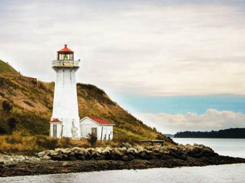 Nova Scotia’s 13,300km of coastline are dotted with lighthouses, towns – including the capital, Halifax and vineyards