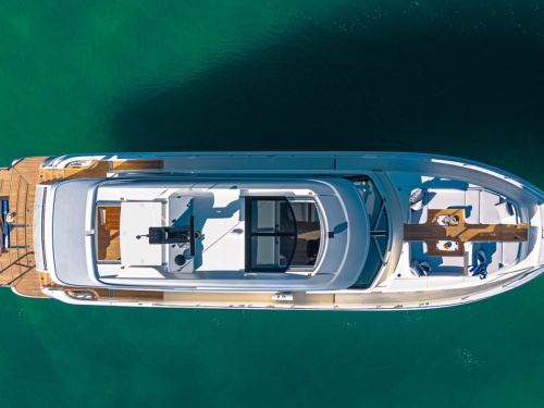 Overhead view of a Riviera anchored