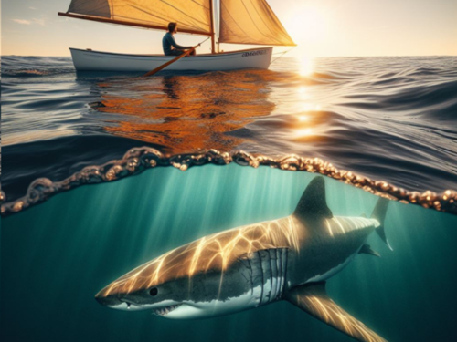 Shark under boat