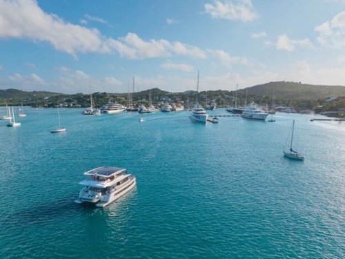 The Silent Yacht 62 makes landfall in Antigua. 