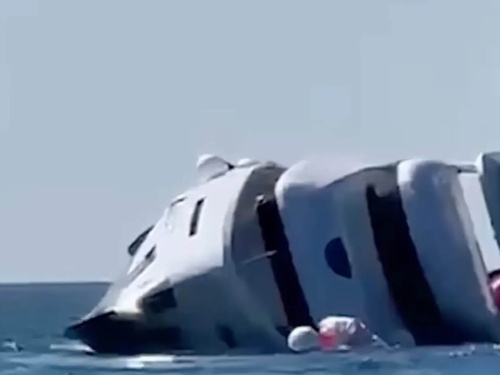Sunken Superyacht on its side