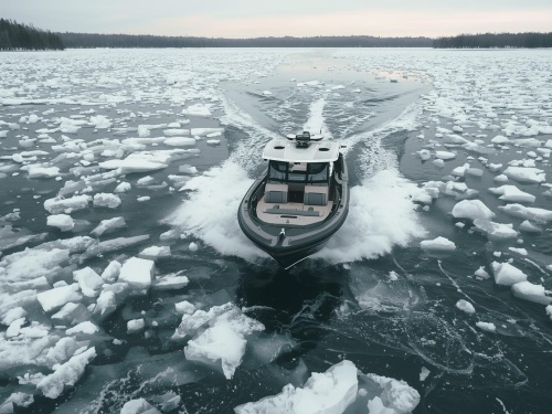 boat in icy water
