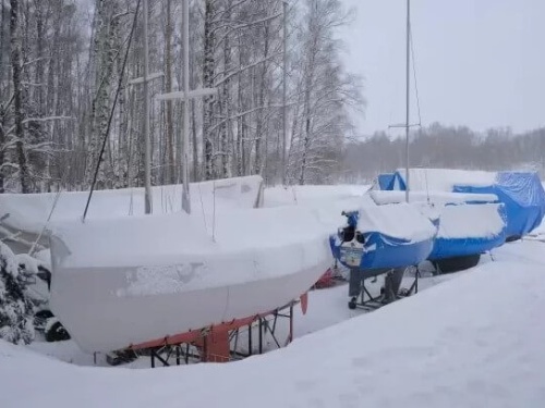 Boats in the snow