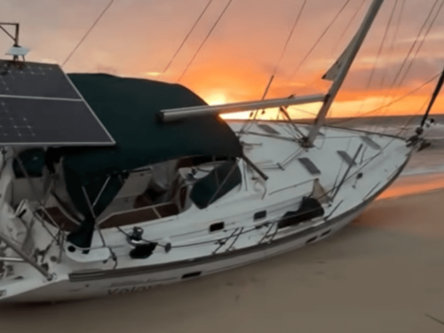 Boat stuck on beach