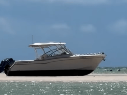 Boat stuck on sandbar