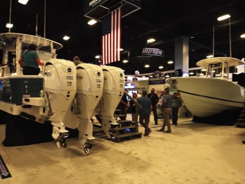boats on a showroom floor
