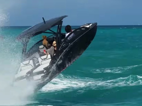 boat crashing through a wave