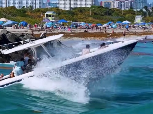 boat crashing through a wave