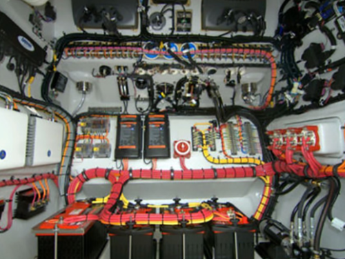 Boat console wiring, boat rigging, wire routing
