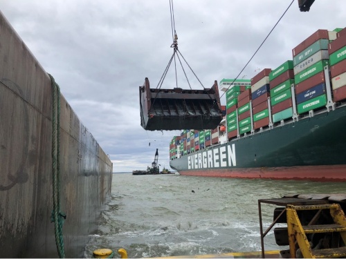 Container Ship Stuck in Mud