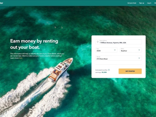Boatsetter listing page from website