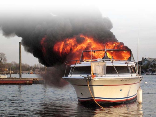 boat fire, boat on fire