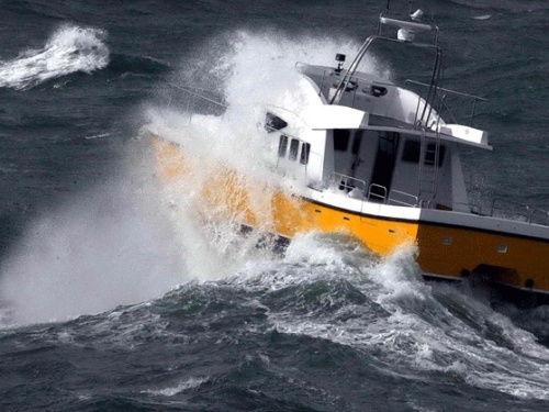 Boat in heavy waves