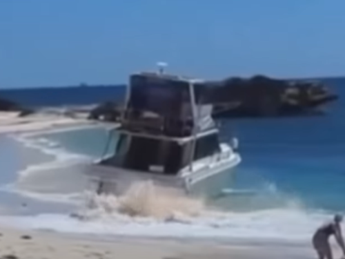 Boat stuck in low water