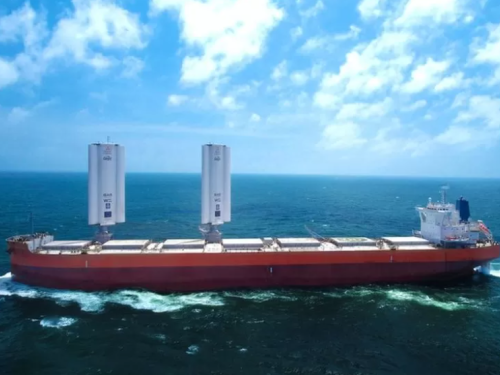 Wind powered cargo ship