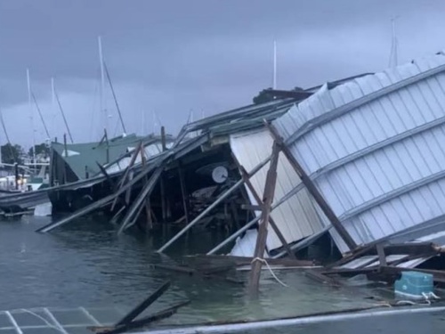 A marina roof collapse at Regatta Point in Deltaville, VA