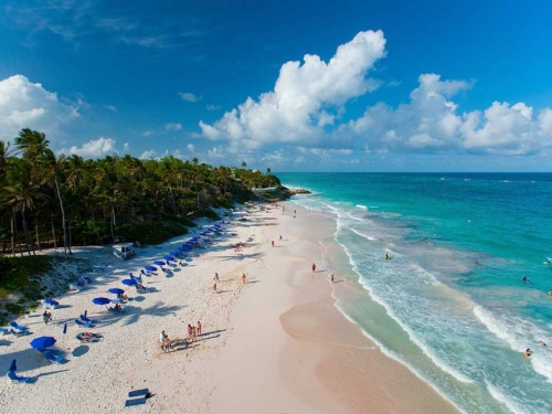 Crane Beach, one of the most beautiful beaches along the quiet southern coast of Barbados.