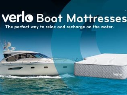 Boat floating in the water and a verlo custom mattress