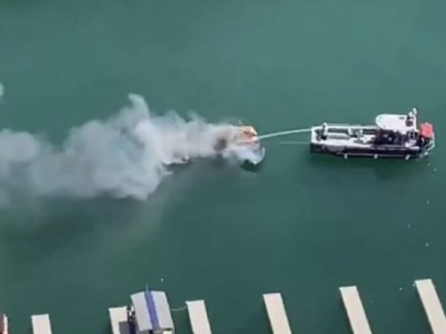 Boat on fire in Lake Havasu
