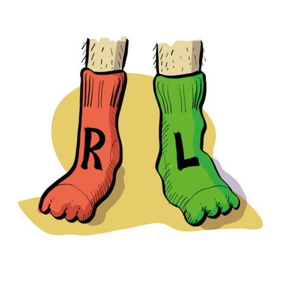 right and left foot