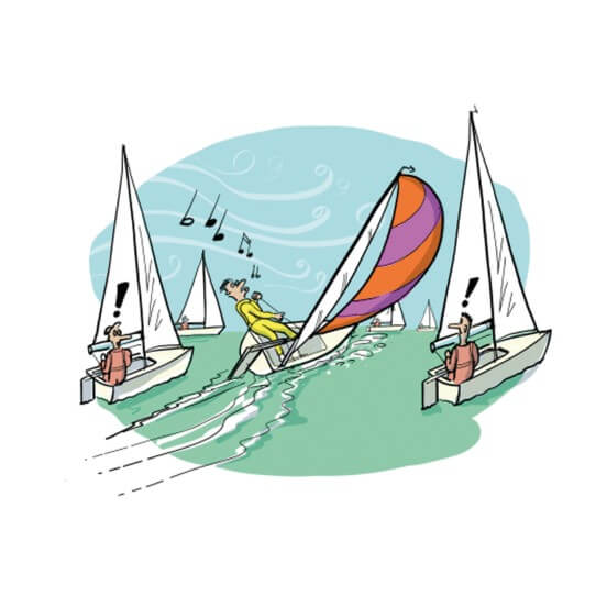 Whistling on a sailboat while it is tipping