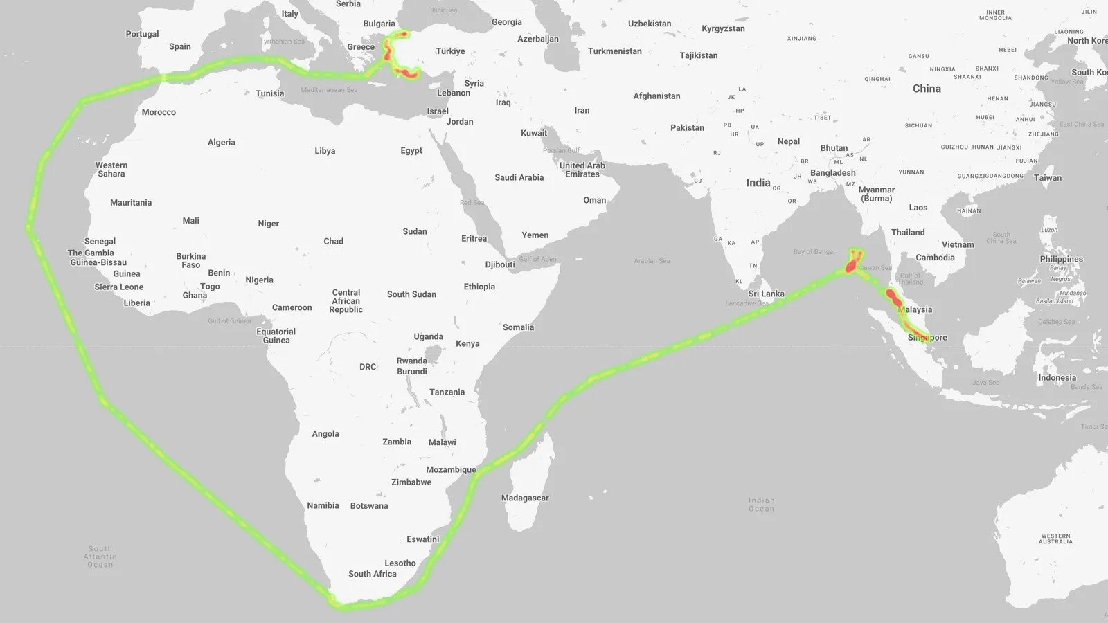 Superyacht Cloudbreak traveled map