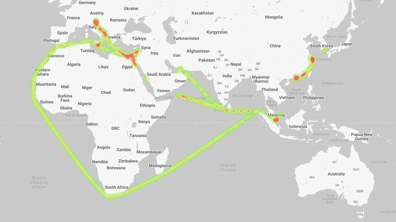 Superyacht Kadimos traveled map