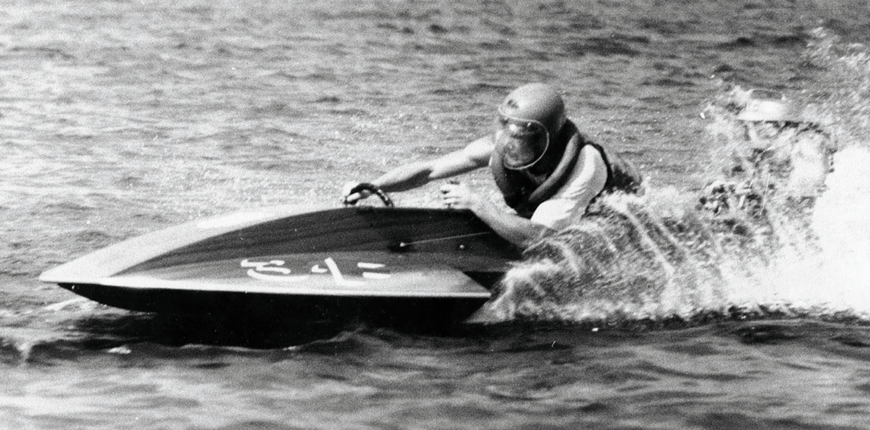 Michael Minnea as a teen racing hydroplane powerboats